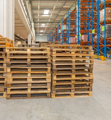 Wood Pallets in Warehouse